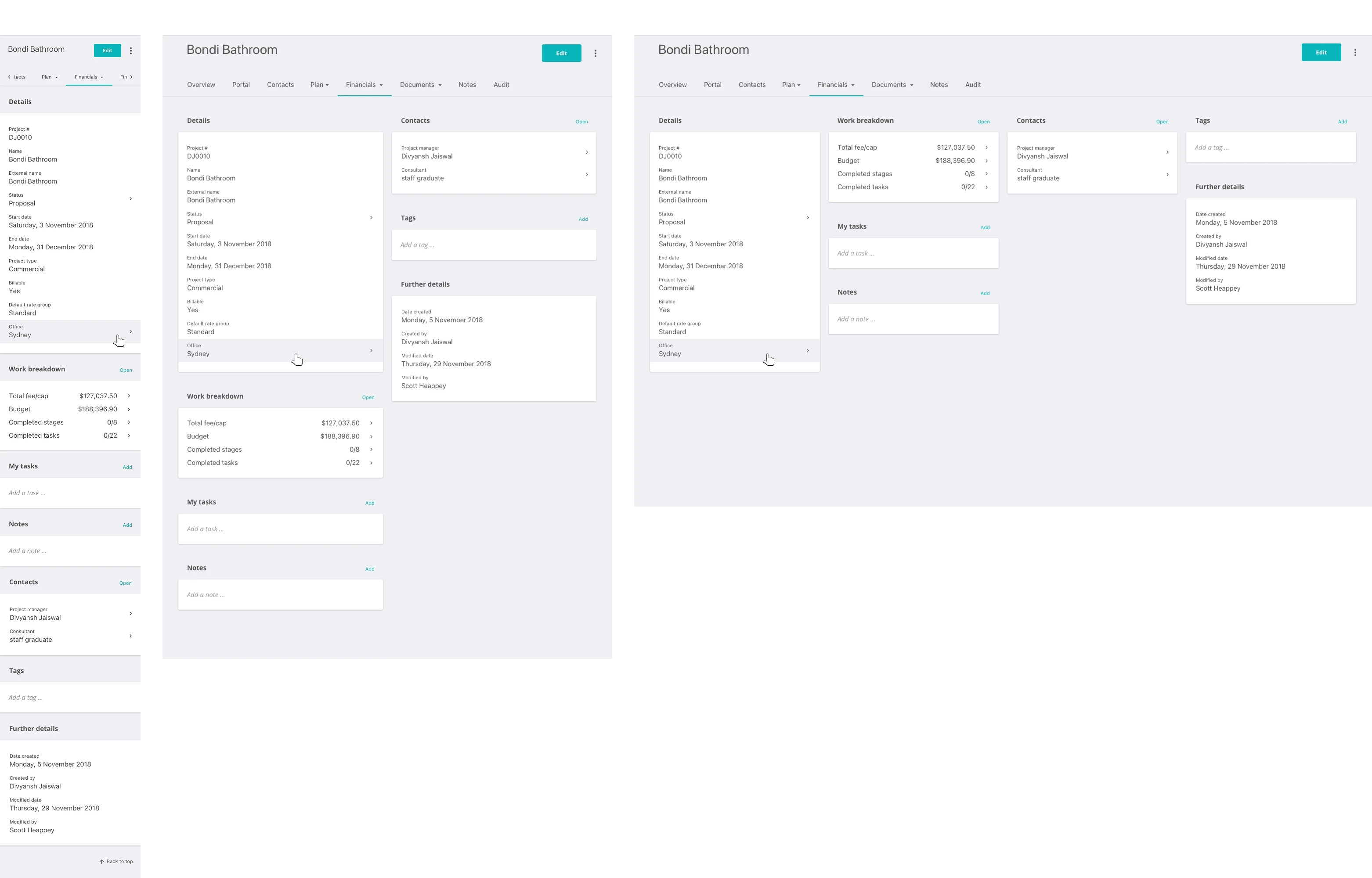 Total Synergy project financials interface